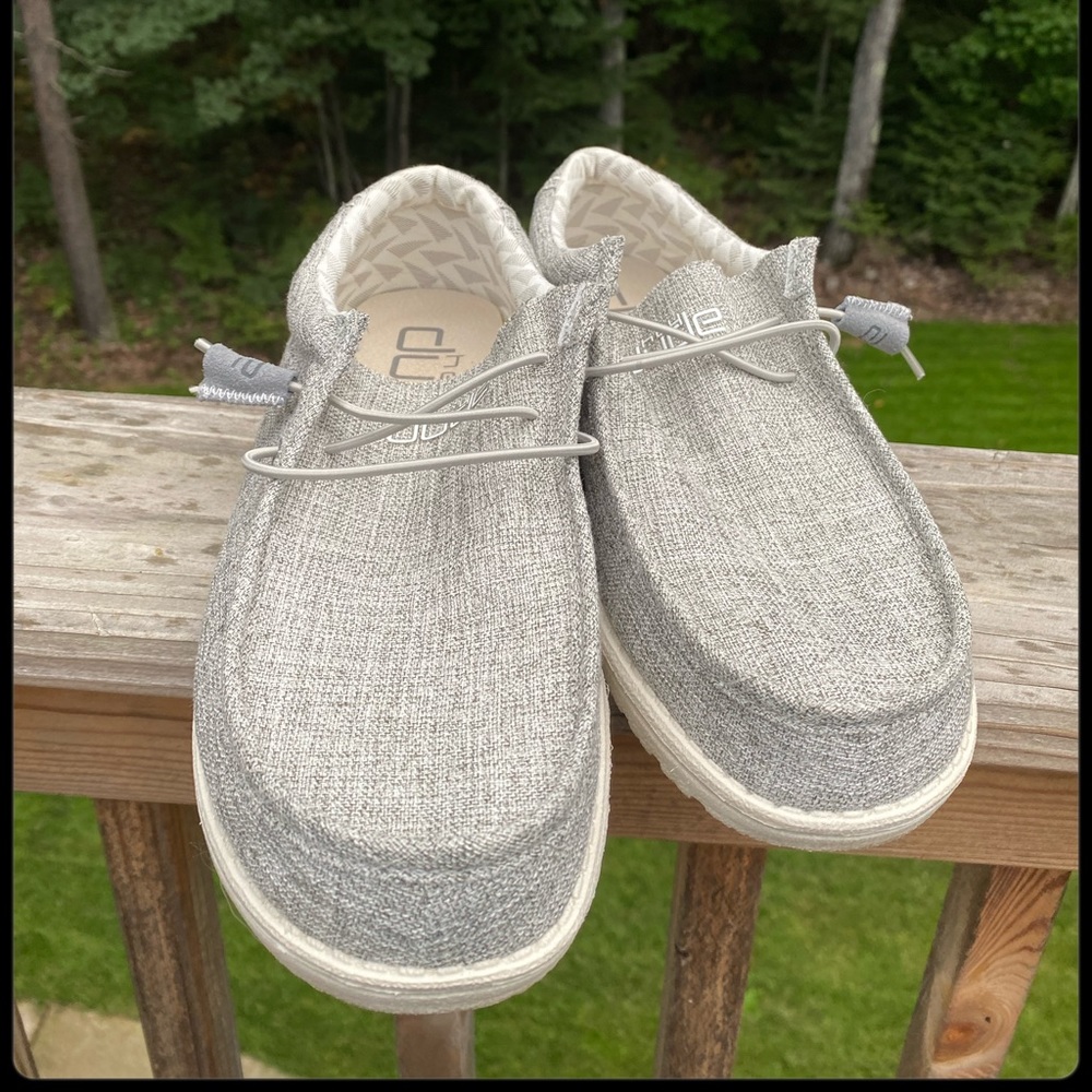 Grey Men’s Hey Dude slip on shoes